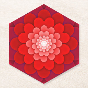 Porta-copo De Papel Red Floral Mandala-58566