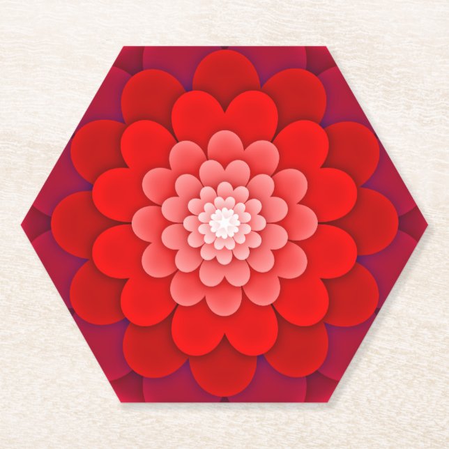 Porta-copo De Papel Red Floral Mandala-58566 (Frente)