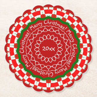 Porta-copo De Papel Red Green Checks Feliz Natal