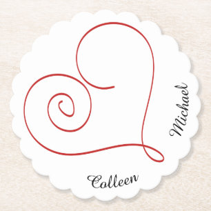 Porta-copo De Papel Red Heart Personalised Sweetheart