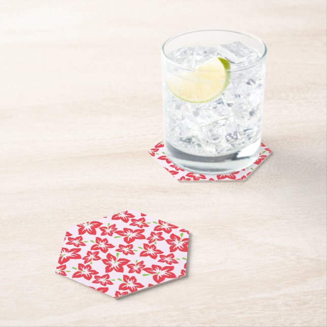 Porta-copo De Papel Red Hibiscus, Flores Vermelhas, Padrão De Flores (Insitu)