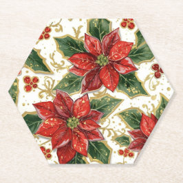 Porta-copo De Papel Red Poinsettia E Holly Férias De Natal Inverno