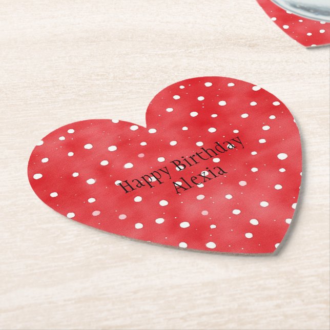 Porta-copo De Papel Red White Dots Birthday (Angular)