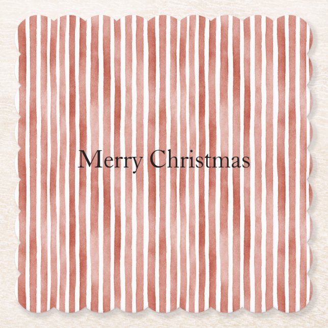 Porta-copo De Papel Red White Stripes Christmas (Frente)