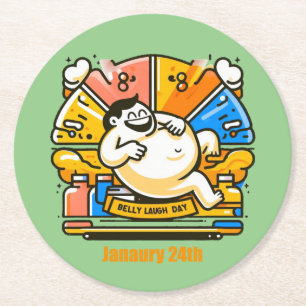 Porta-copo De Papel Redondo 24 de janeiro - Belly Laugh Day