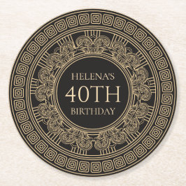 Porta-copo De Papel Redondo 40º Partido de Aniversário Grego com cores persona