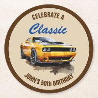 50º Aniversário Clássico - Carro Muscular Amarelo