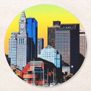 Porta-copo De Papel Redondo A Casa Personalizada Boston EUA Máscara de Poster