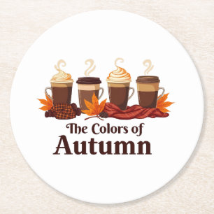 Porta-copo De Papel Redondo A cor do outono Pumpkin Spice Coffee Fall