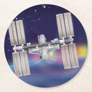 Porta-copo De Papel Redondo A Estação Espacial Internacional