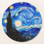 Porta-copo De Papel Redondo A Noite Estrelada de Vincent Van Gogh<br><div class="desc">Vincent Van Gogh Na Noite Estrelada. Esta é uma antiga obra-prima do pintor mestre holandês Vincent Van Gogh. Esta pintura de paisagem artística fina tem uma cor bela,  vibrante e saturada. Vincent Van Gogh era um pintor impressionista holandês. Esta imagem está no dominio público</div>