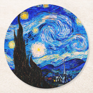 Porta-copo De Papel Redondo A Noite Estrelada de Vincent Van Gogh