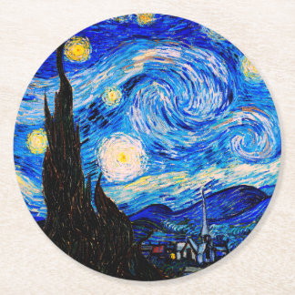 Porta-copo De Papel Redondo A Noite Estrelada de Vincent Van Gogh