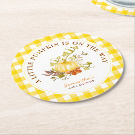 Porta-copo De Papel Redondo A Pequena Abóbora está a caminho do Chá de fraldas