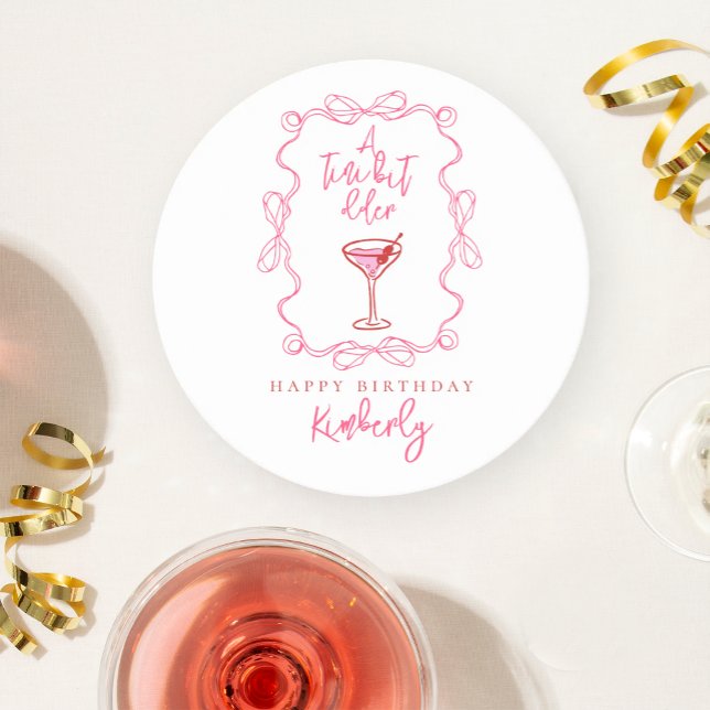 Porta-copo De Papel Redondo A Tiny Bit Older Scribbles Martini Birthday Party (Criador carregado)