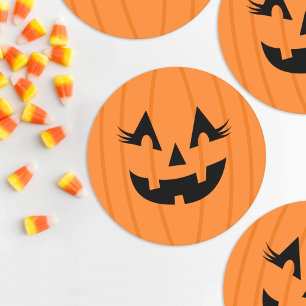 Porta-copo De Papel Redondo Abóbora de Halloween com Rosto de Jack O Lantern L
