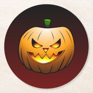 Porta-copo De Papel Redondo Abóbora de Halloween Fofa