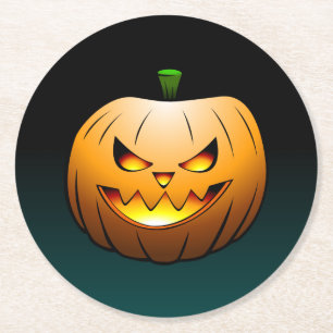 Porta-copo De Papel Redondo Abóbora de Halloween Jack O'lantern