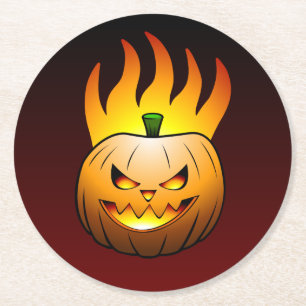 Porta-copo De Papel Redondo Abóbora de Halloween Jack O'lantern