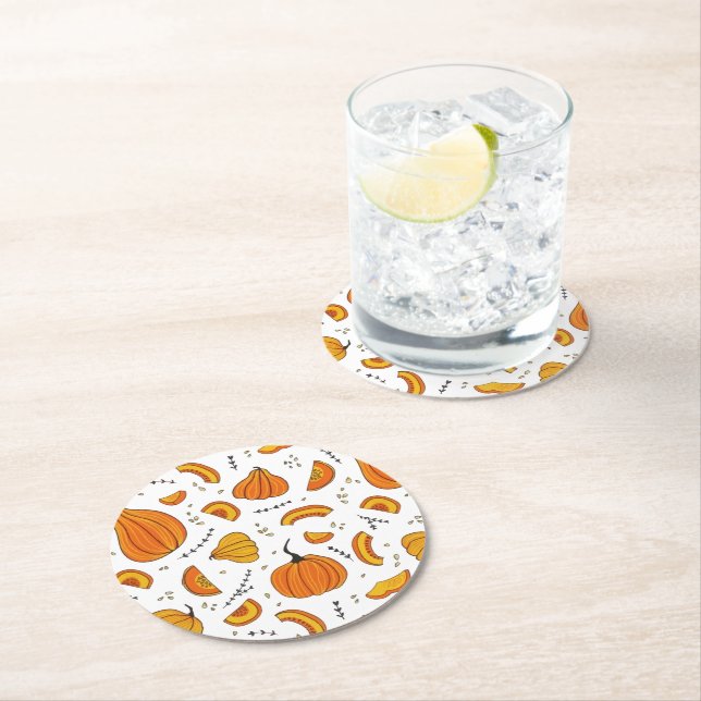 Porta-copo De Papel Redondo Abóbora do outono do País Russo (Insitu)