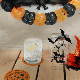 Porta-copo De Papel Redondo Abóbora Jack-o-Lantern Vintage Halloween Personali