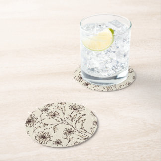 Porta-copo De Papel Redondo Abstrato floral porta copos