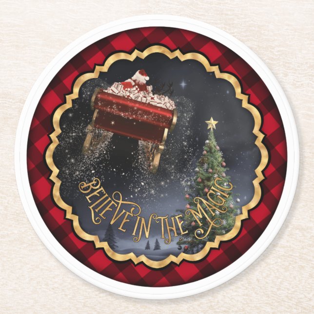 Porta-copo De Papel Redondo Acredite na magia (Frente)