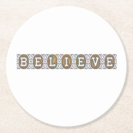 Porta-copo De Papel Redondo ACREDITE NO Dourado Texto Motivacional Inspiracion