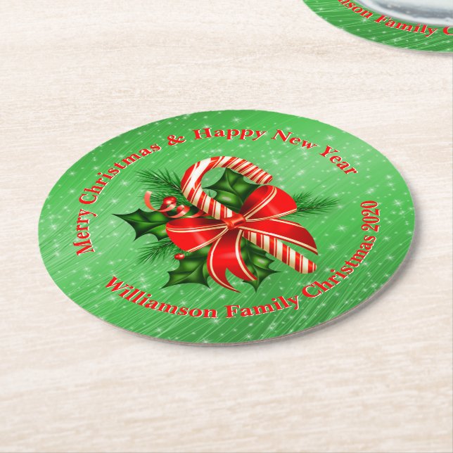 Porta-copo De Papel Redondo Adicionar Nome Alterar Texto Vermelho Verde (Angulado)