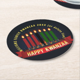 Porta-copo De Papel Redondo Adicionar nome Ano Velas do Kwanzaa
