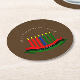 Porta-copo De Papel Redondo Adicionar Nome Ano Velas Kwanzaa