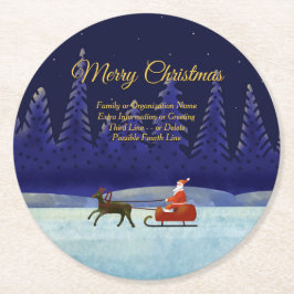 Porta-copo De Papel Redondo Adicionar Nome da Família / Organização Azul + Pap