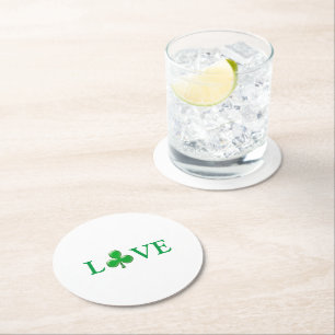 Porta-copo De Papel Redondo Adoro Rua de shamrock do Clover Verde. Dia de Patr