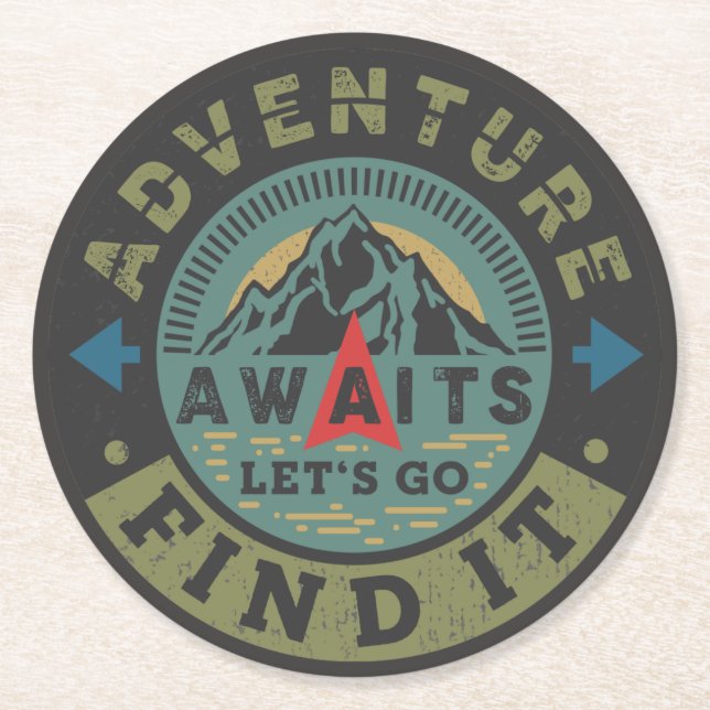 Porta-copo De Papel Redondo Aguardam Aventura (Frente)