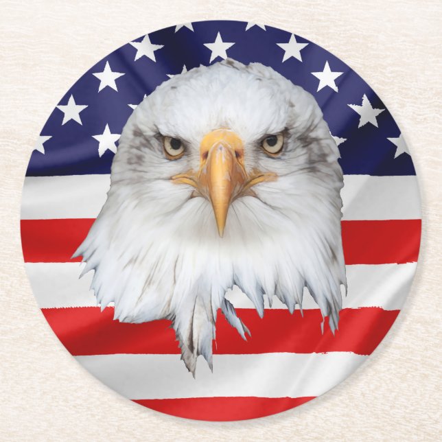 Porta-copo De Papel Redondo Águia Balda apelando presente patriótico (Frente)