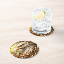 Porta-copo De Papel Redondo Águia Dourada simbolizando força e liberdade