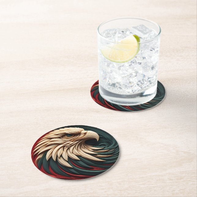 Porta-copo De Papel Redondo Águia Majestosa Emerge de um Círculo  (Insitu)