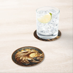 Porta-copo De Papel Redondo Águia Majestosa Soando Através De Vidro Estido