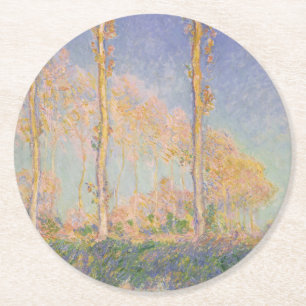 Porta-copo De Papel Redondo Álamos, paisagem impressionista, Claude Monet