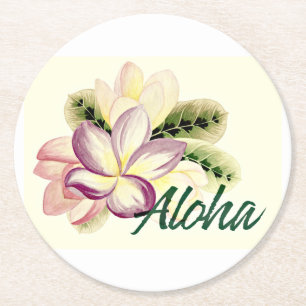 Porta-copo De Papel Redondo Aloha Plumeria