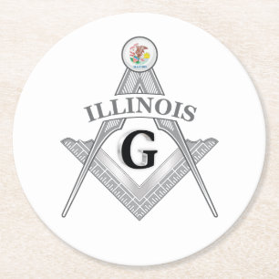 Porta-copo De Papel Redondo Alojamento da Freemasonry do Estado de Illinois