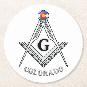 Porta-copo De Papel Redondo Alojamento de Freemasonry do estado do Colorado
