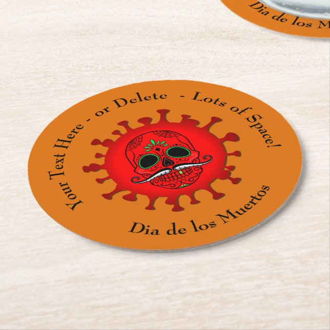 Porta-copo De Papel Redondo Alterar QUALQUER Texto do los Muertos Vermelho - L (Angulado)