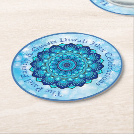 Porta-copo De Papel Redondo Alterar Texto Correspondente a Azul Diwali