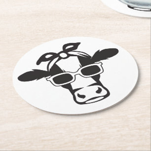 Porta-copo De Papel Redondo Amante de Vaca Hipster Engraçado Fazenda de Novilh