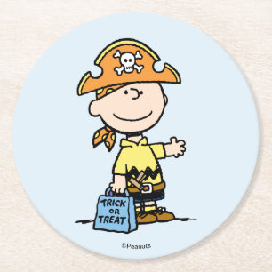 Porta-copo De Papel Redondo Amendoins Charlie Brown Pirata Halloween