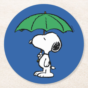 Porta-copo De Papel Redondo Amendoins   Snoopy Green Umbrella