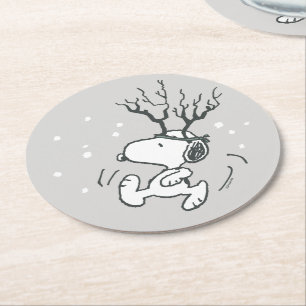Porta-copo De Papel Redondo Amendoins   Snoopy Reindeer