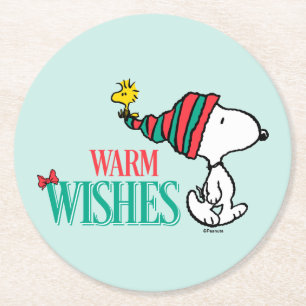 Porta-copo De Papel Redondo Amendoins Snoopy & Woodstock Warm Wish