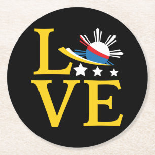 Porta-copo De Papel Redondo Amor - Arte de Tipografia Filipina Flag